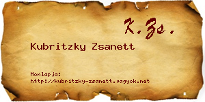 Kubritzky Zsanett névjegykártya